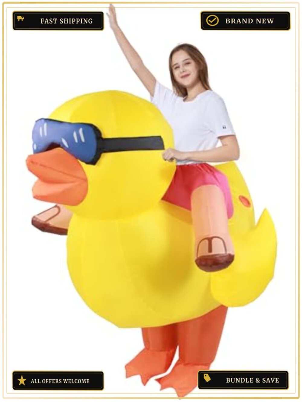 Inflatable Duck Costume Adult Halloween Blow Up Ride On Cosplay Suit